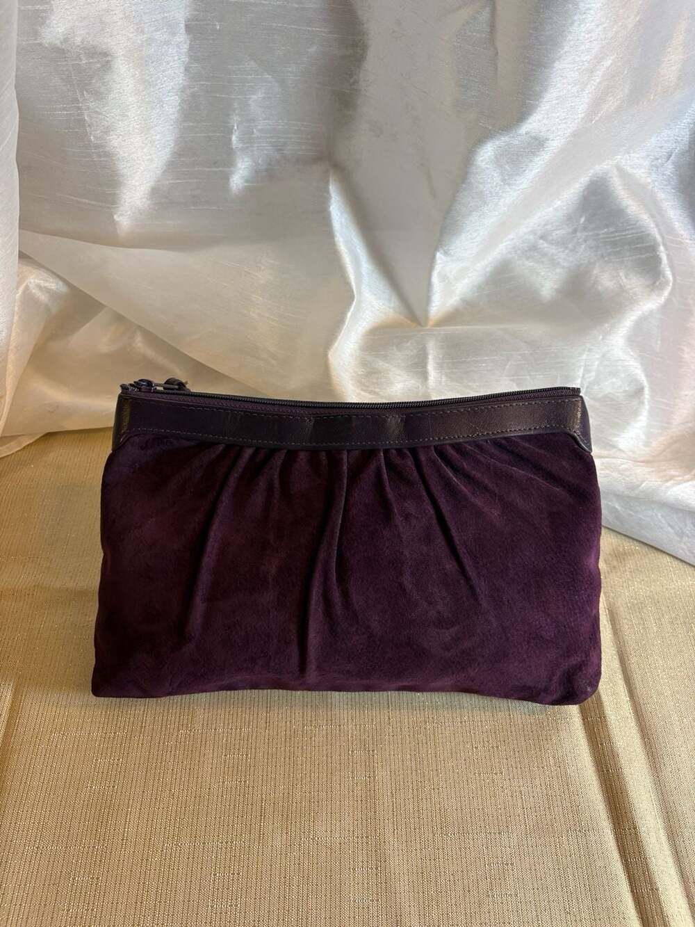 Toni Handbags Purple Suede Zippered Clutch Pouch